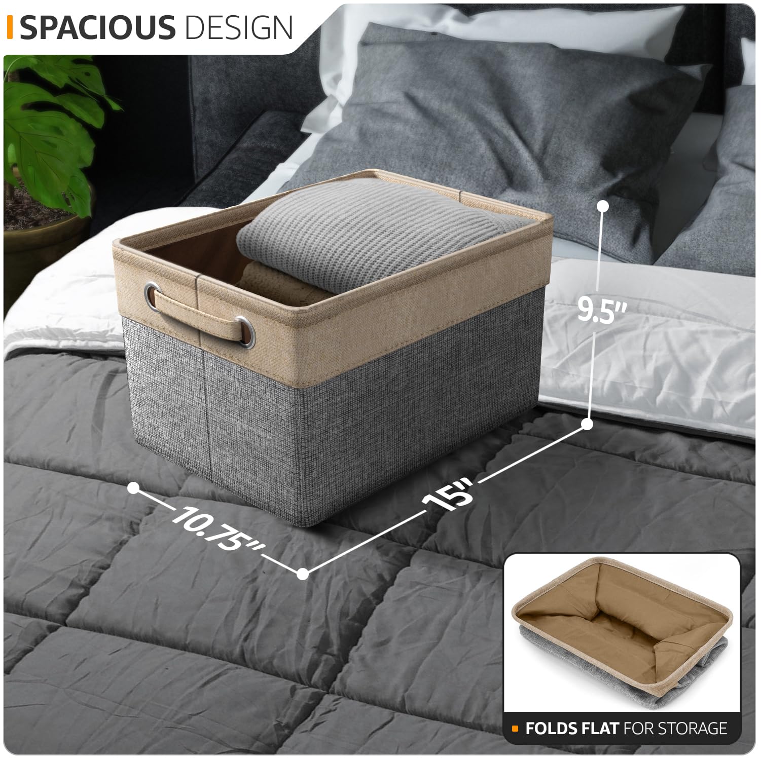 Sorbus premium storage cubes side view with dual handles ideal for portable organizing