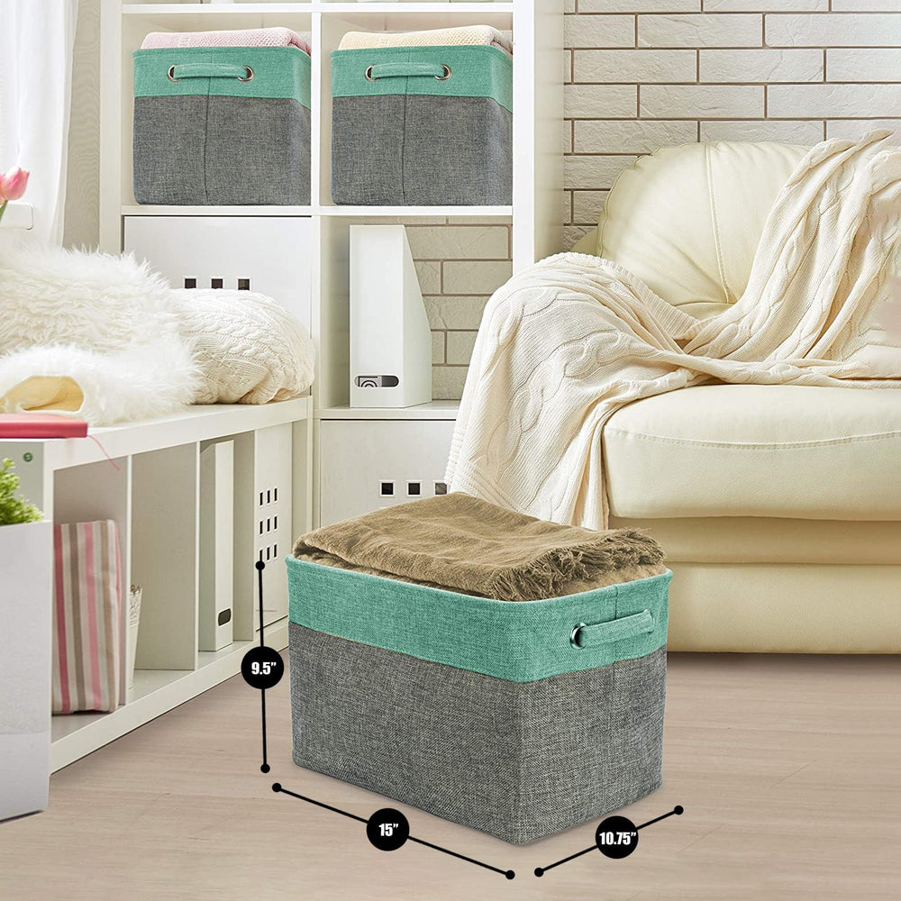 Sorbus Premium Storage Cubes teal collapsible flat for compact closet storage and portability.