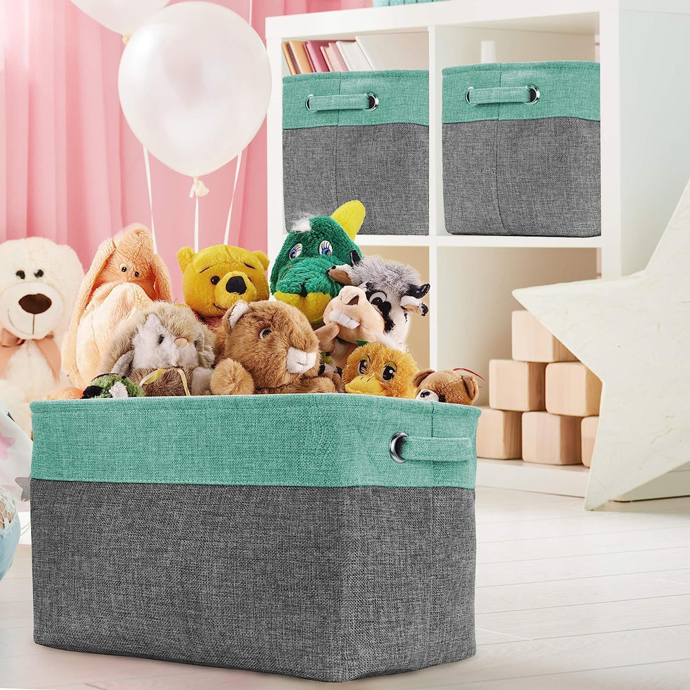 Sorbus Premium Storage Cubes teal with dual handles for easy transport and versatile organization.