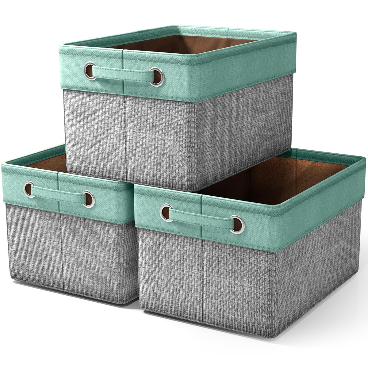 Sorbus Premium Storage Cubes teal full set neatly organized on a shelf for tidy home storage.