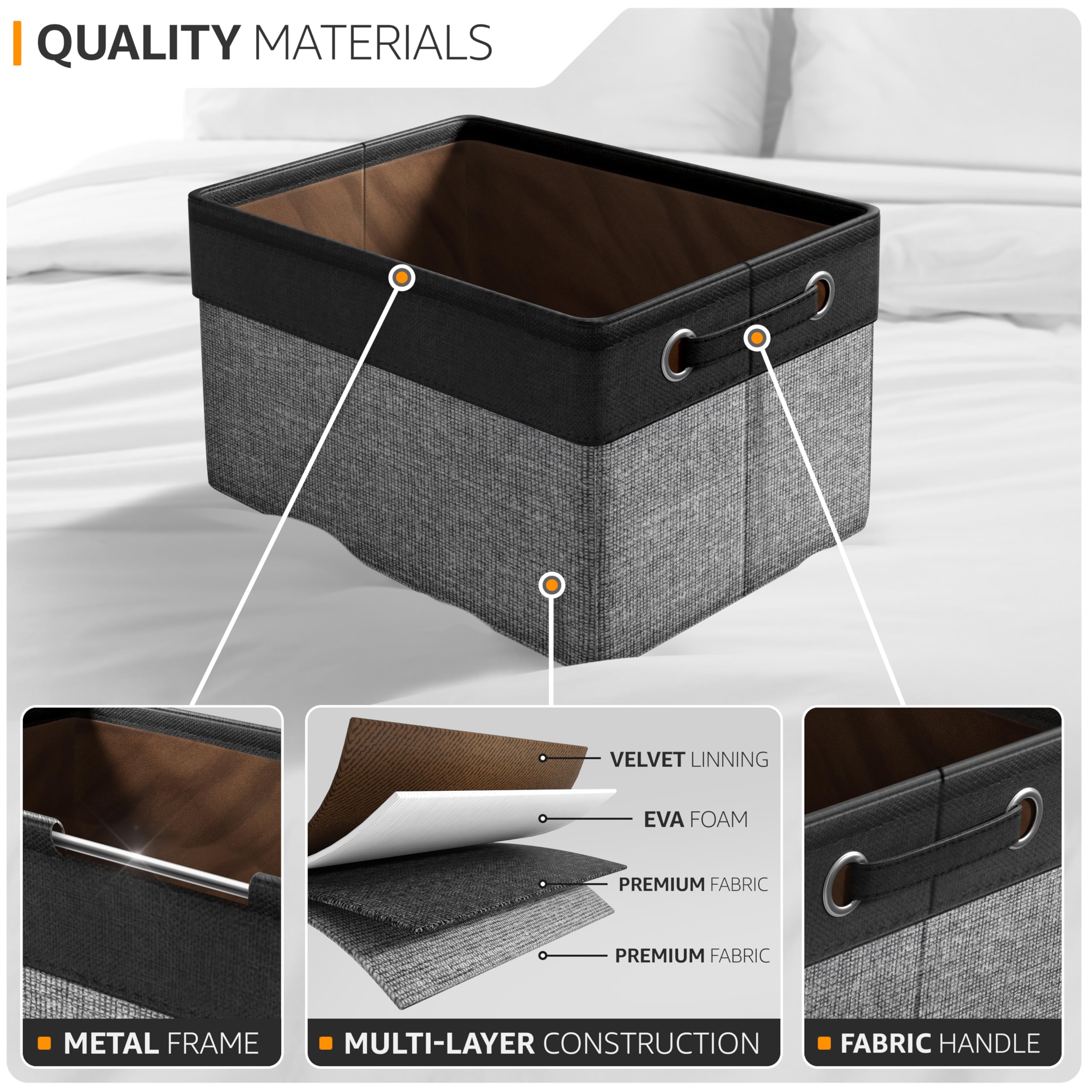 Sorbus storage cubes interior linen lining close-up showing soft texture and durability