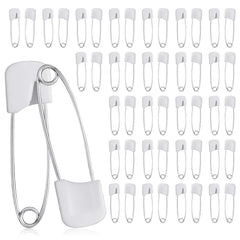 Sorcristy 50pcs safety pins white packaging for easy organization and quick fixes