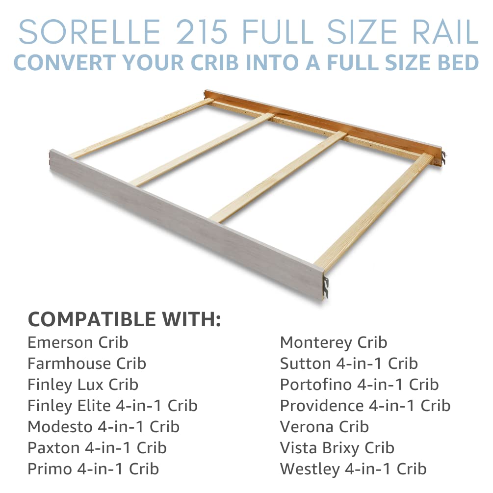 Sorelle 215 full-size adult rail closeup highlights sturdy construction and safety