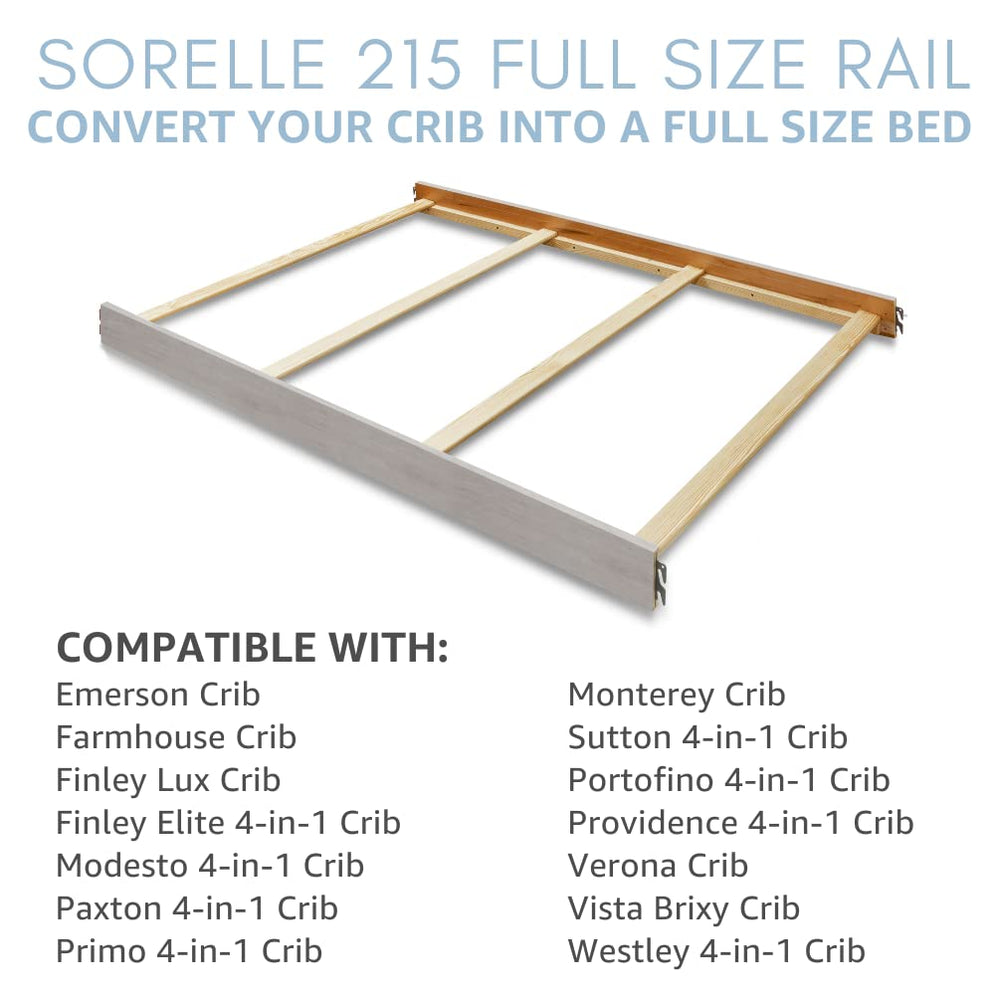 Sorelle 215 full-size adult rail closeup highlights sturdy construction and safety