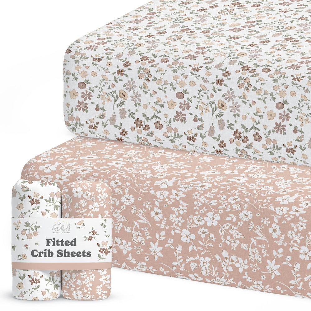 Sorrel + Fern crib sheets neutral close-up reveals buttery-soft cotton blend.