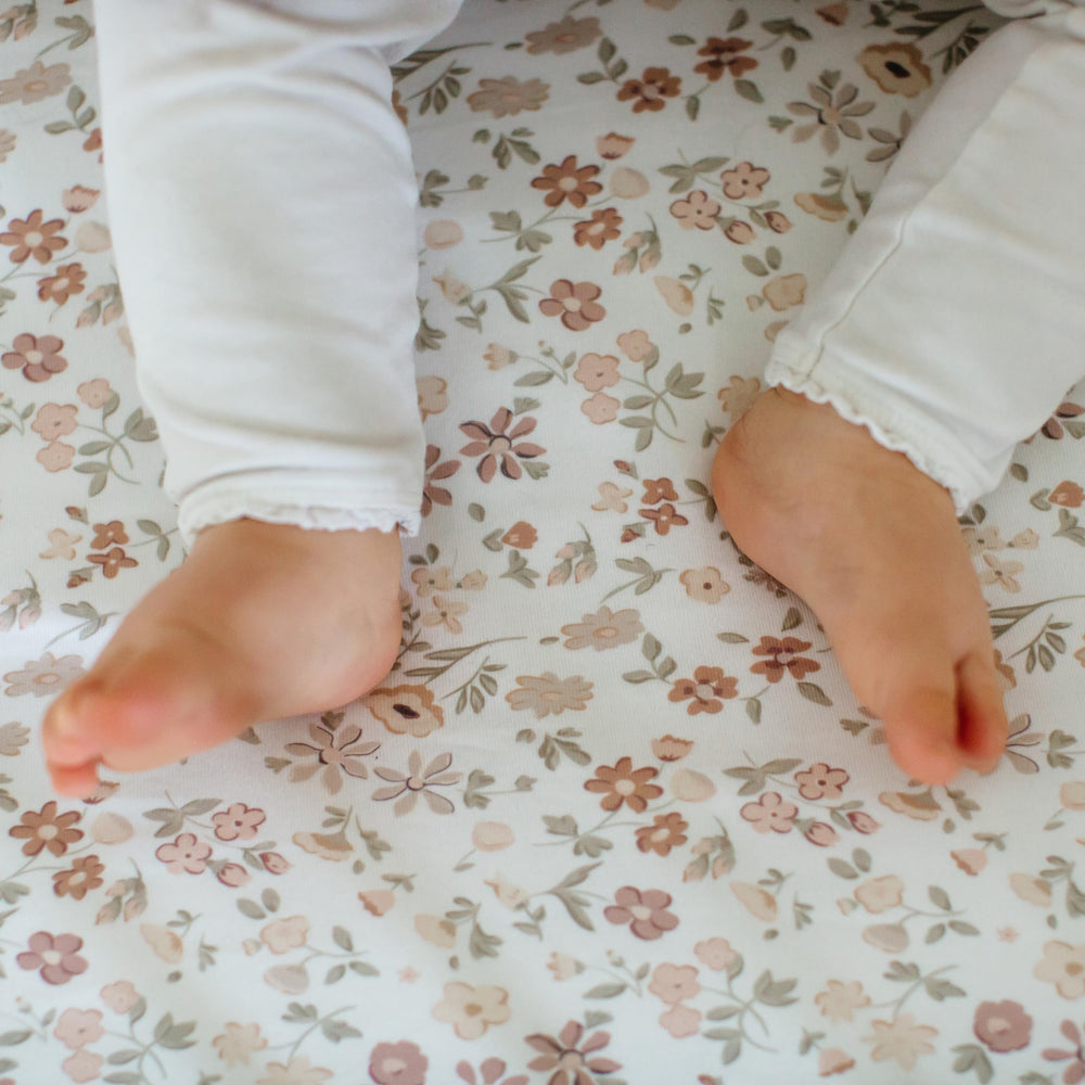 Sorrel + Fern crib sheets two-pack suited for standard and toddler mattresses.