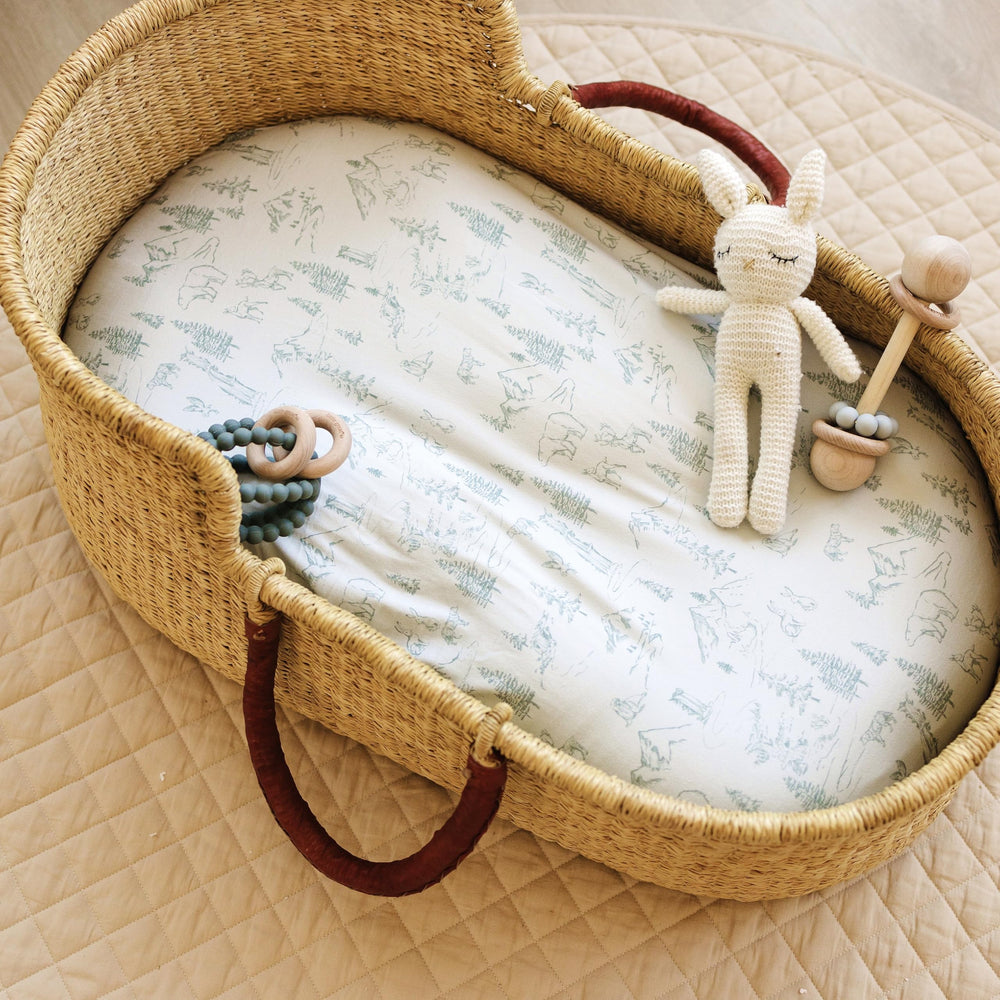 Sorrel + Fern cotton-blend texture showcases breathable, gentle material.