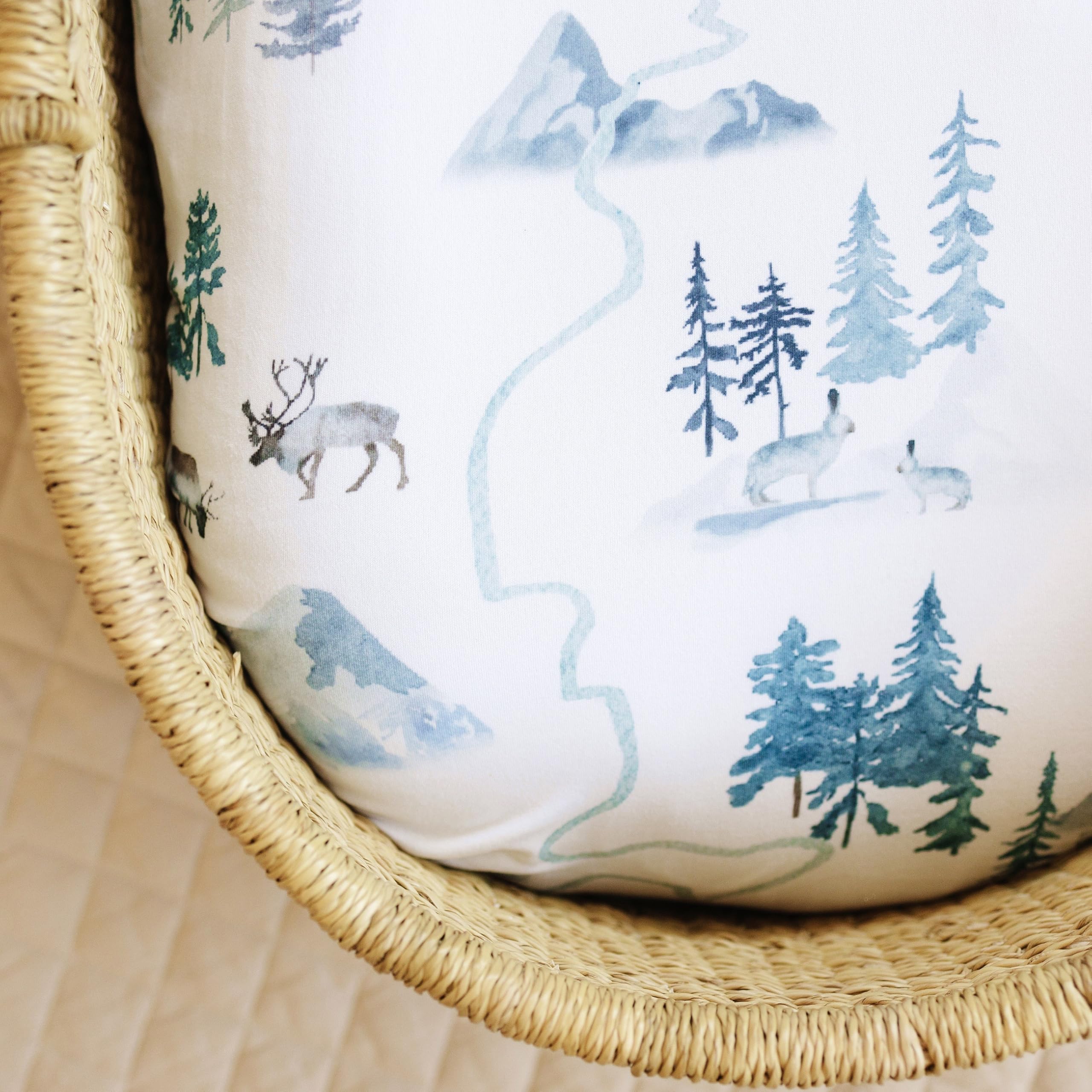 Sorrel + Fern elastic-band detail keeps sheets in place for restful sleep.