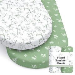Sorrel + Fern butterfly garden pattern on buttery-soft cotton blend bassinet sheets