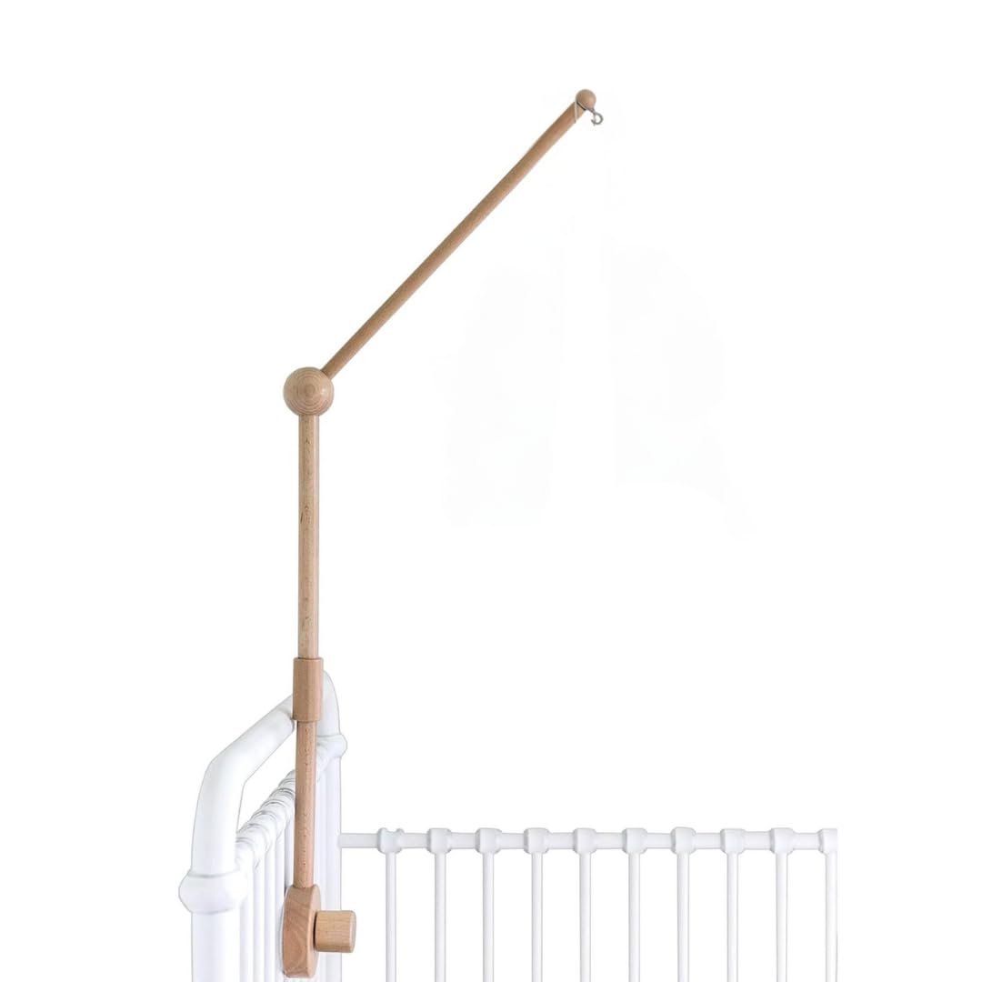 Sorrel + Fern baby crib mobile arm wooden holder securely supports your mobile.