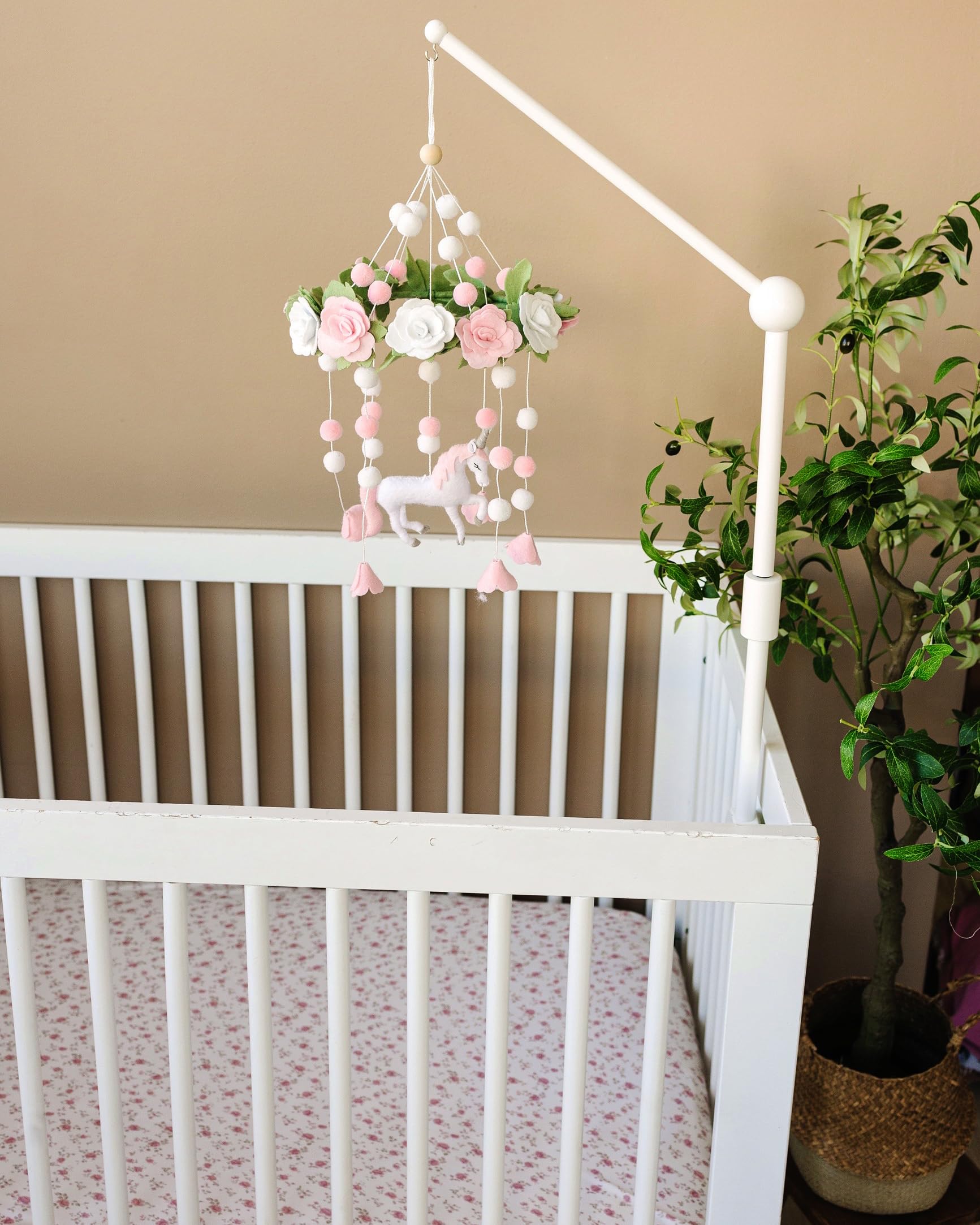 Sorrel + Fern Unicorn Blossom mobile crafted from sustainable felt materials for eco-friendly decor.
