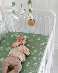 Sorrel + Fern organic cotton blend sheet offers buttery softness for gentle baby sleep.