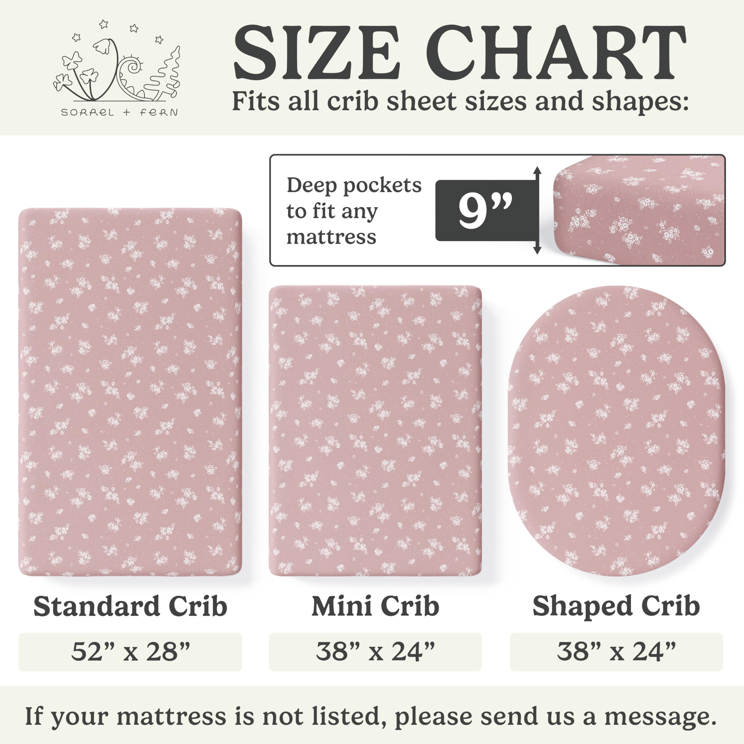 Sorrel + Fern sheet's deep elastic edge secures toddler mattress.