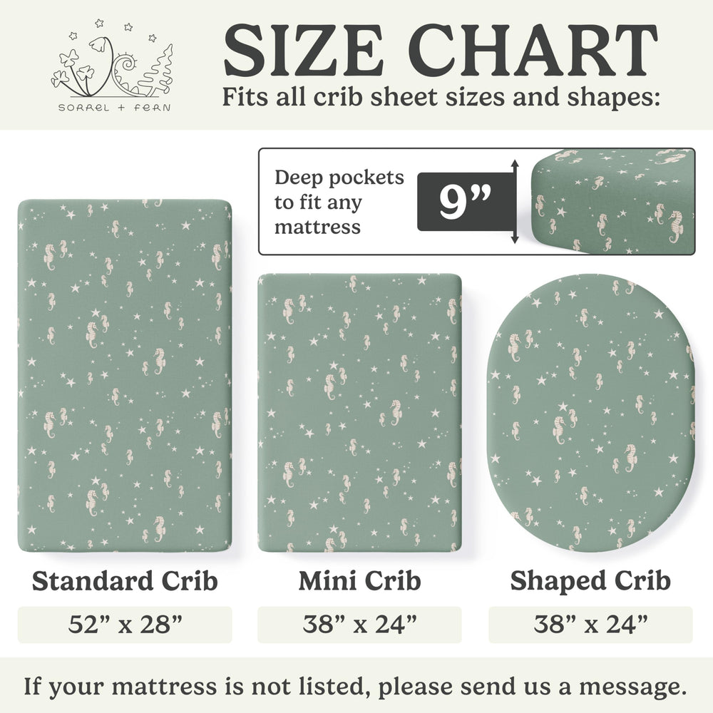 Sorrel + Fern Ocean Odyssey print on snug sheet offers quick-dry performance after bath time