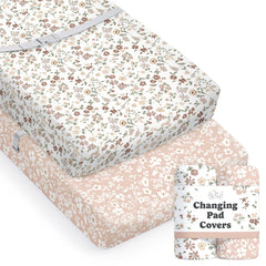 Sorrel + Fern Fleurette changing pad cover closeup, ultra-soft cotton blend for baby comfort.