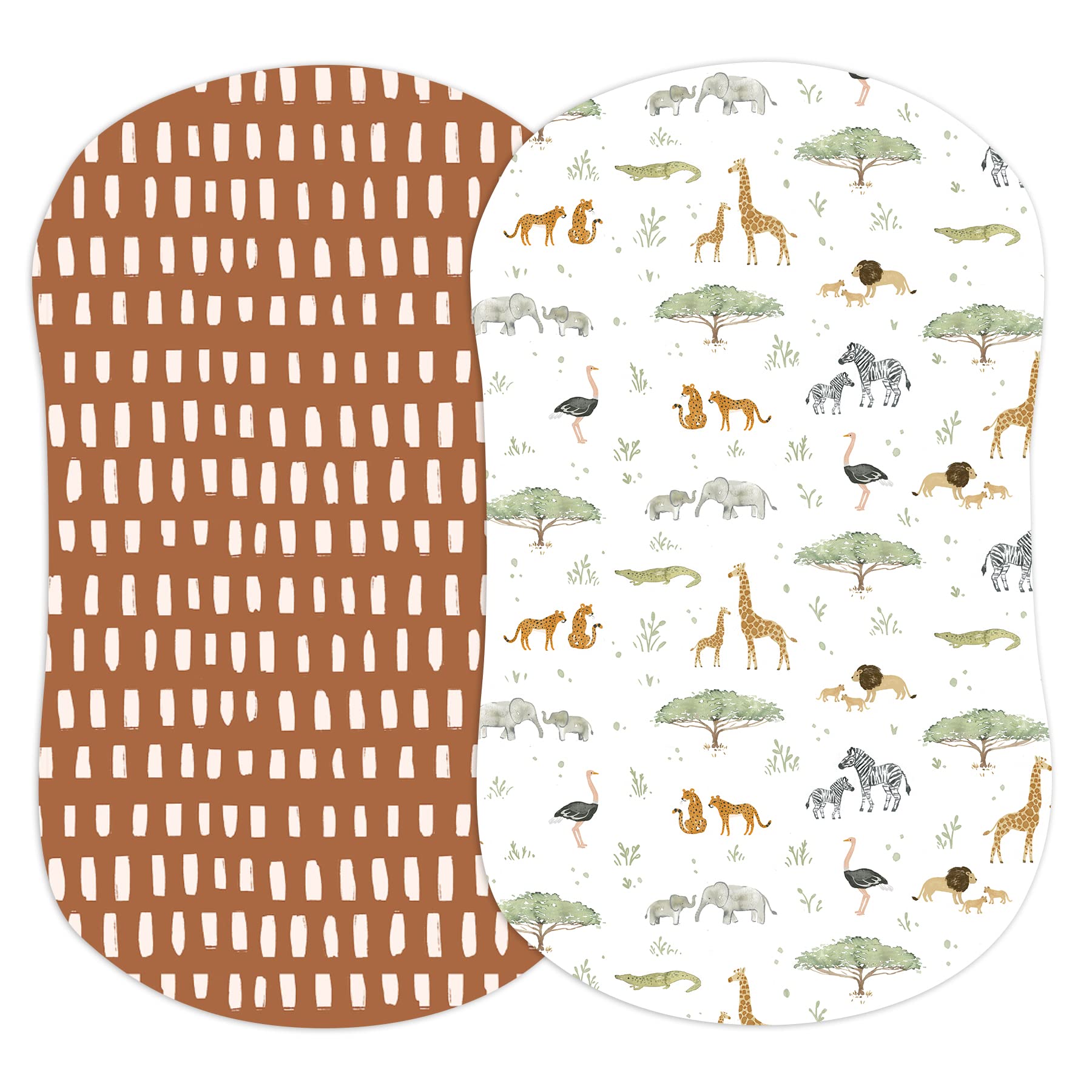Sorrel + Fern Safari Adventures bassinet sheets pack cover showcases soft premium cotton blend for restful baby sleep