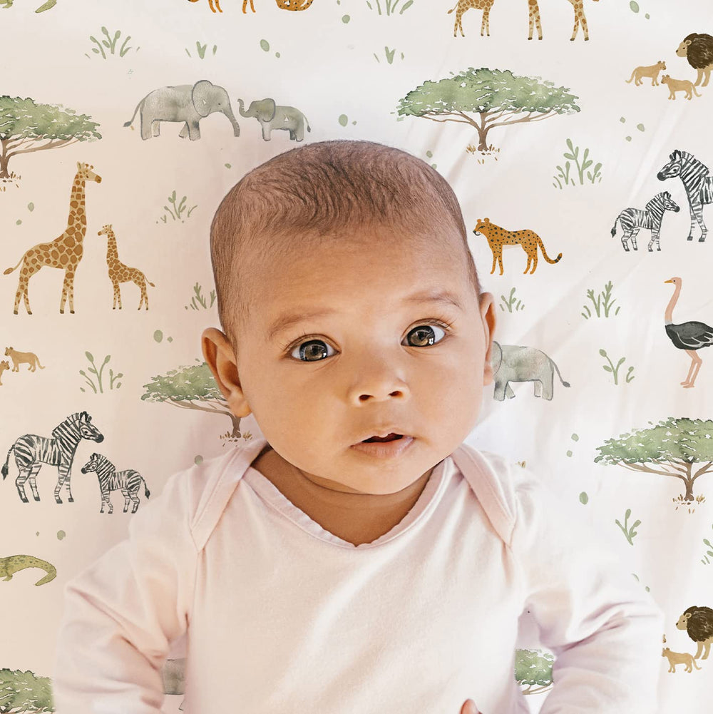 Sorrel + Fern Safari Adventures soft cotton blend closeup demonstrates gentle texture and cozy feel
