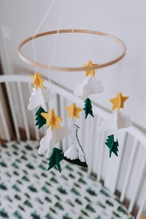 Sorrel + Fern Starry Woodland Night Mobile adjustable parts allow height customization.