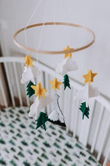 Sorrel + Fern Starry Woodland Night Mobile adjustable parts allow height customization.