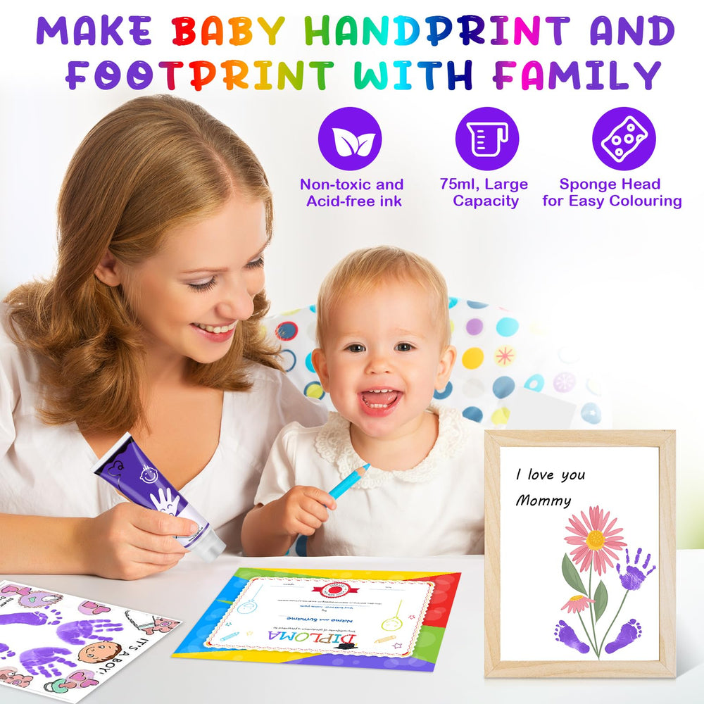 Sortnic purple baby footprint ink captures delicate feet for cherished keepsakes.
