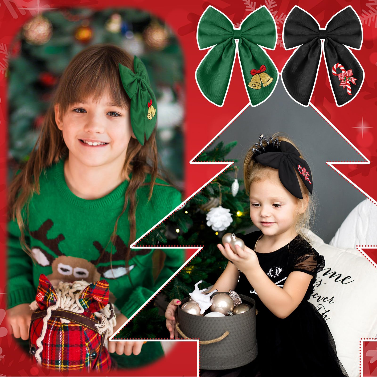 Soulchen candy cane bow design adds playful color while clipping securely