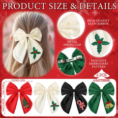 Soulchen holly leaf embroidery bow elevates daily looks with seasonal charm