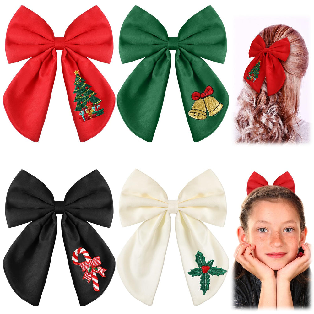 Soulchen Christmas bow with tree embroidery adds festive flair and secure wear