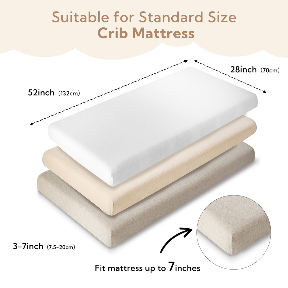 SOULFUL crib sheets care close-up: machine washable durability and color retention.
