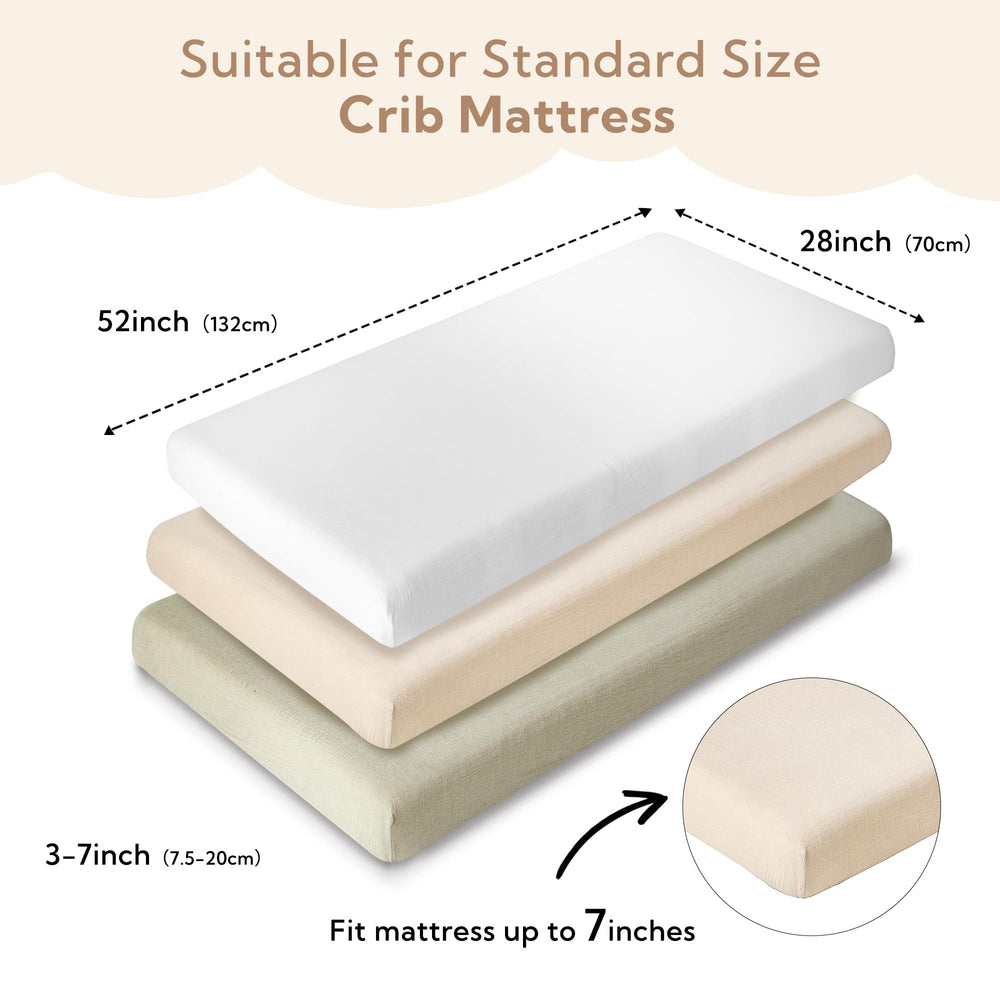 SOULFUL muslin crib sheet mist sage color swatch highlights nursery coordination.