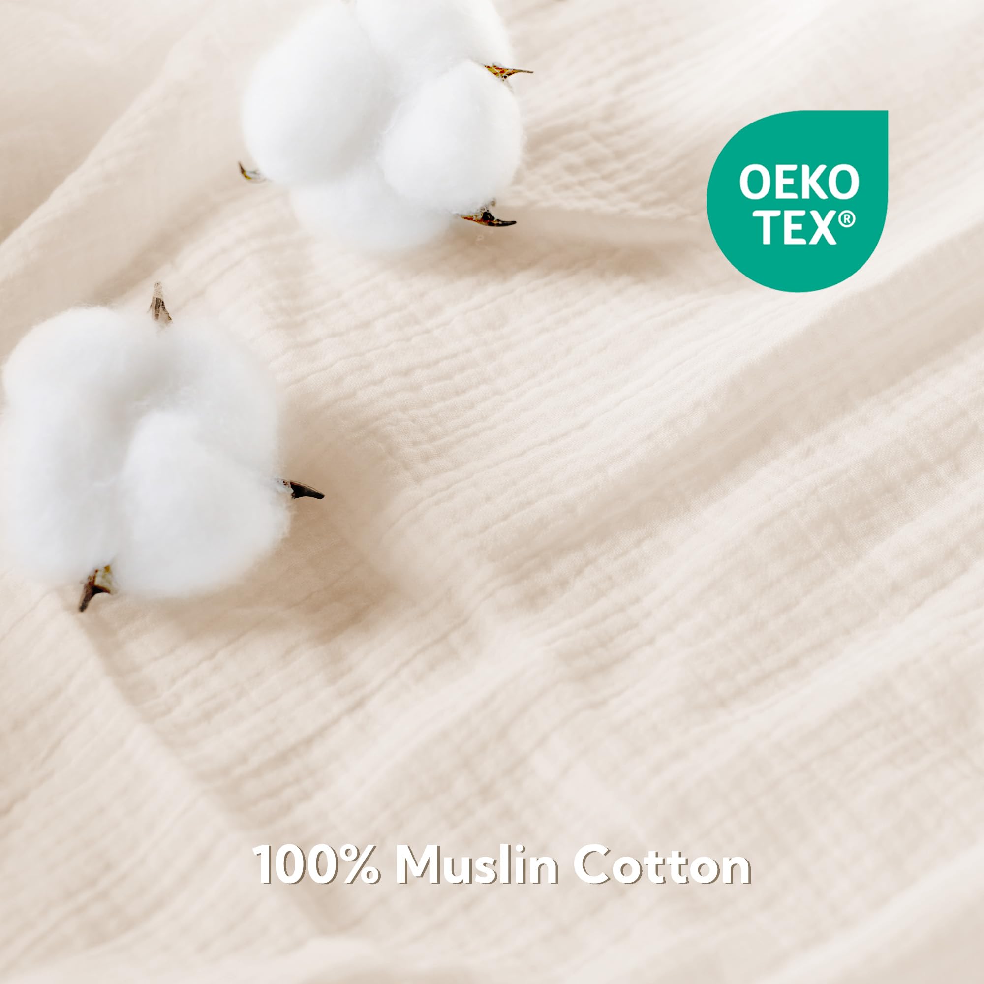 SOULFUL Muslin crib sheets 2-pack in white and beige for versatile nursery styling.