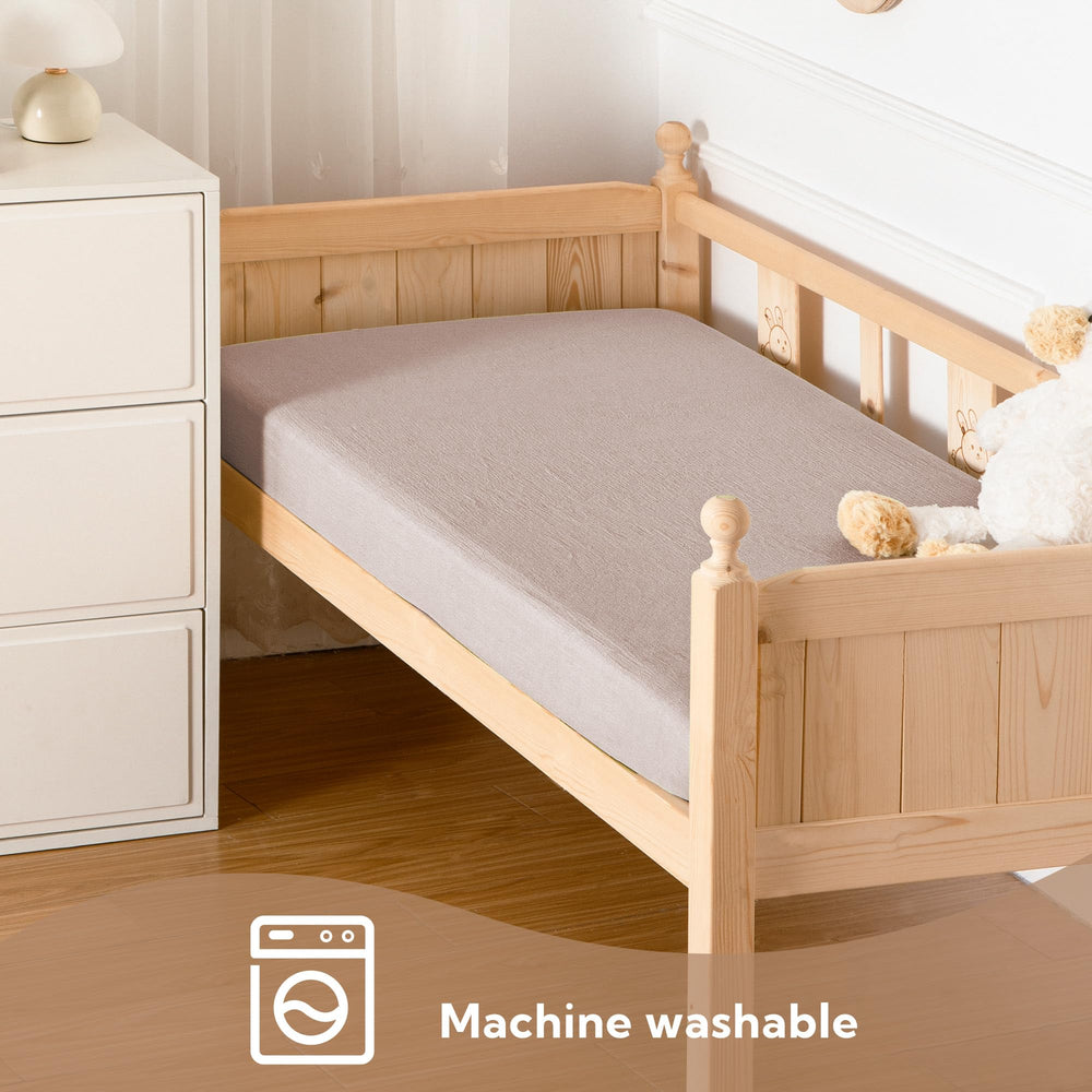 SOULFUL muslin crib sheets in nursery setting for quick changes.