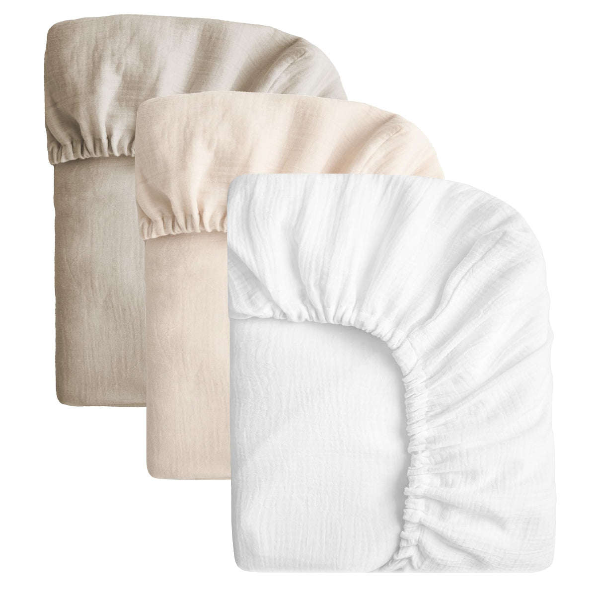 SOULFUL muslin crib sheets close-up: soft cotton texture for gentle, breathable baby sleep.
