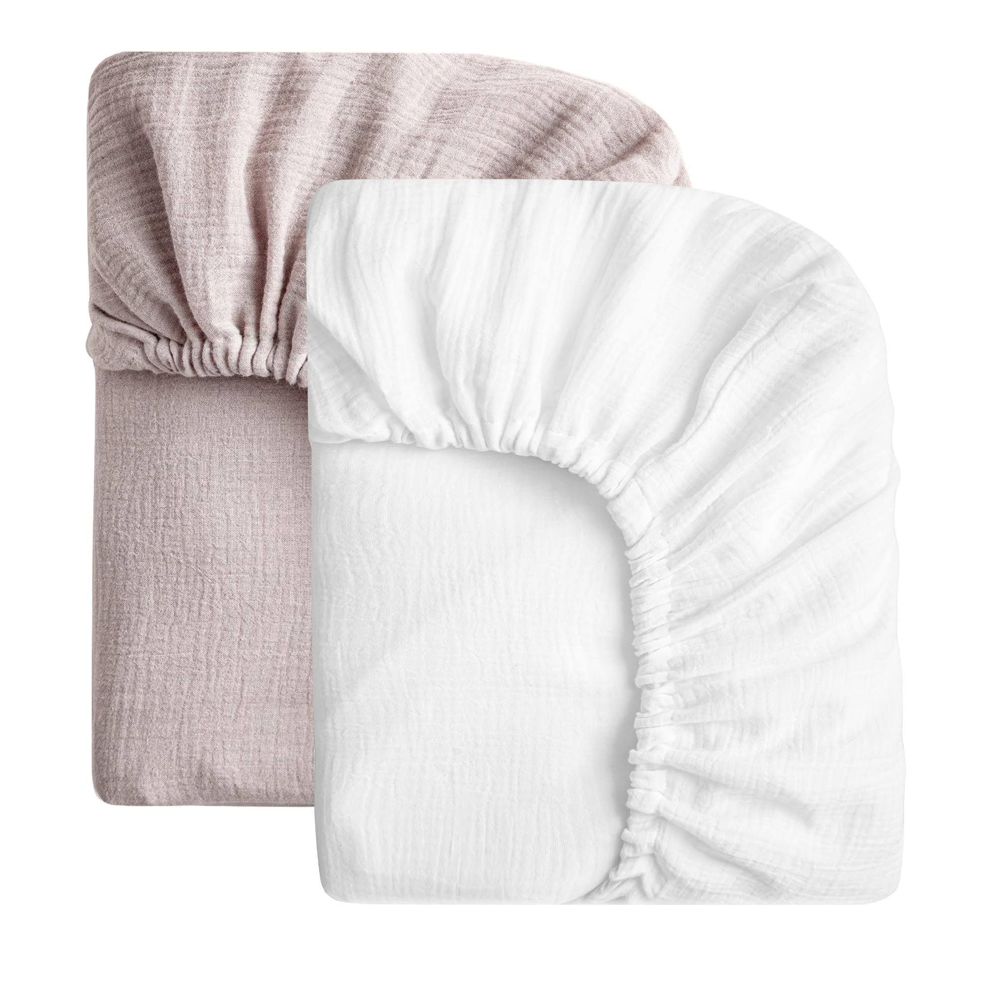 SOULFUL Muslin crib sheets soft fabric close-up shows gentle texture for baby's skin.