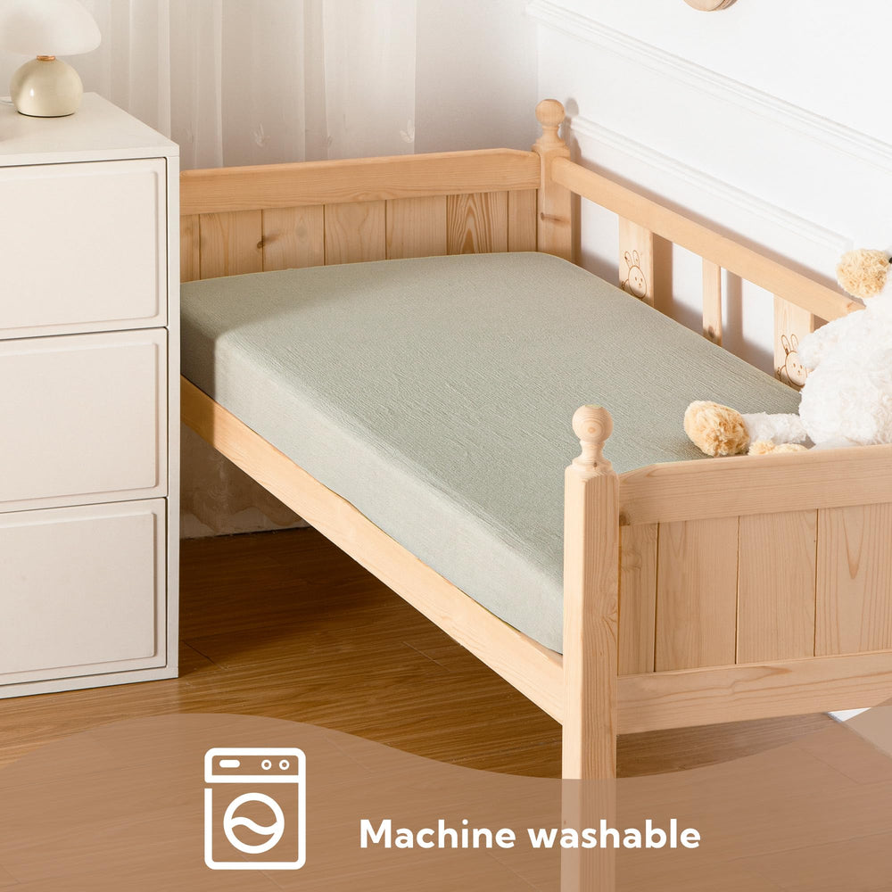 SOULFUL muslin crib sheets soft-touch surface, gentle for baby skin during naps.