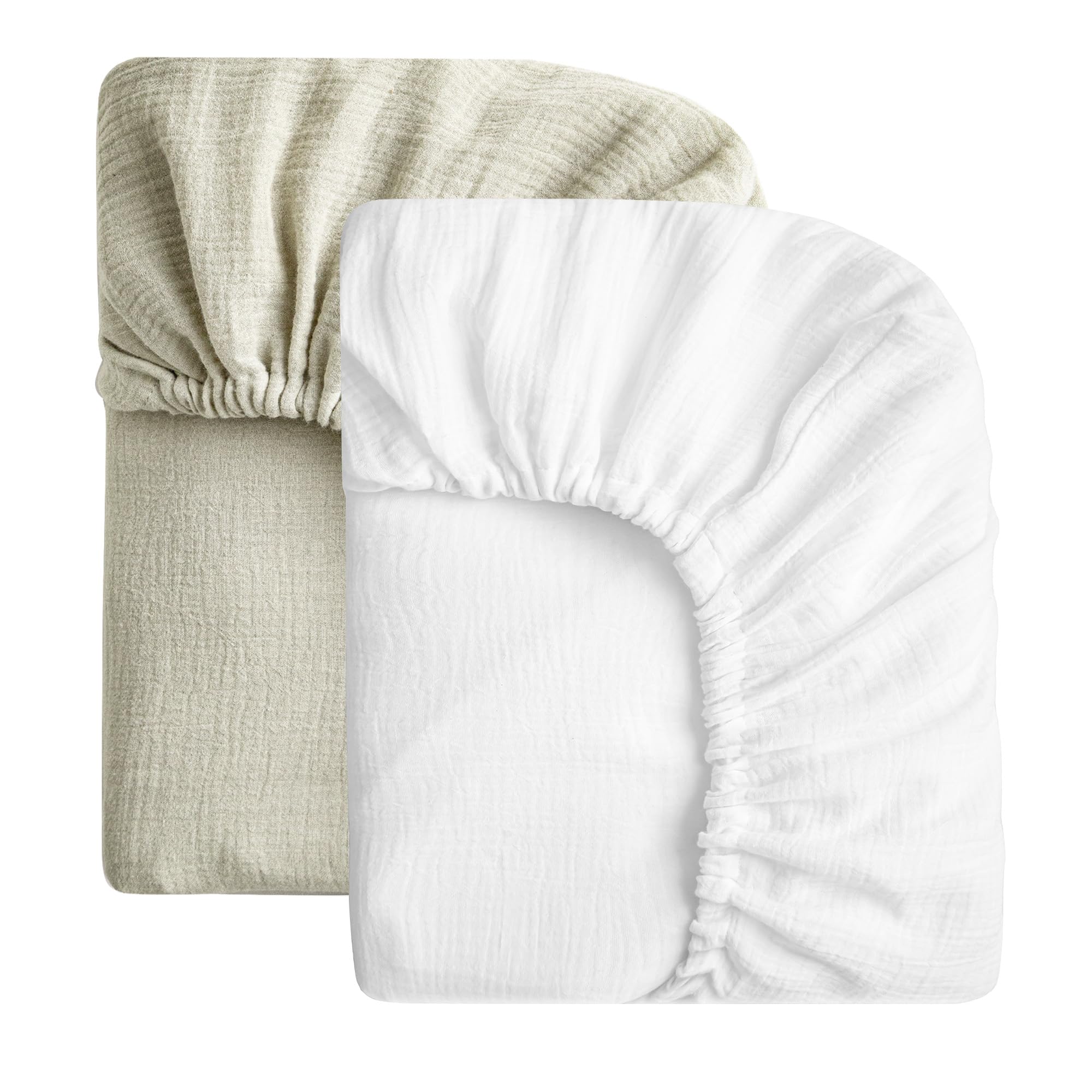 SOULFUL muslin crib sheets texture close-up, soft breathable fabric aids comfortable sleep.