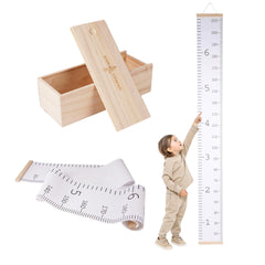 Soundly Made Growth Chart wall measurements closeup shows precise inches and centimeters for easy tracking
