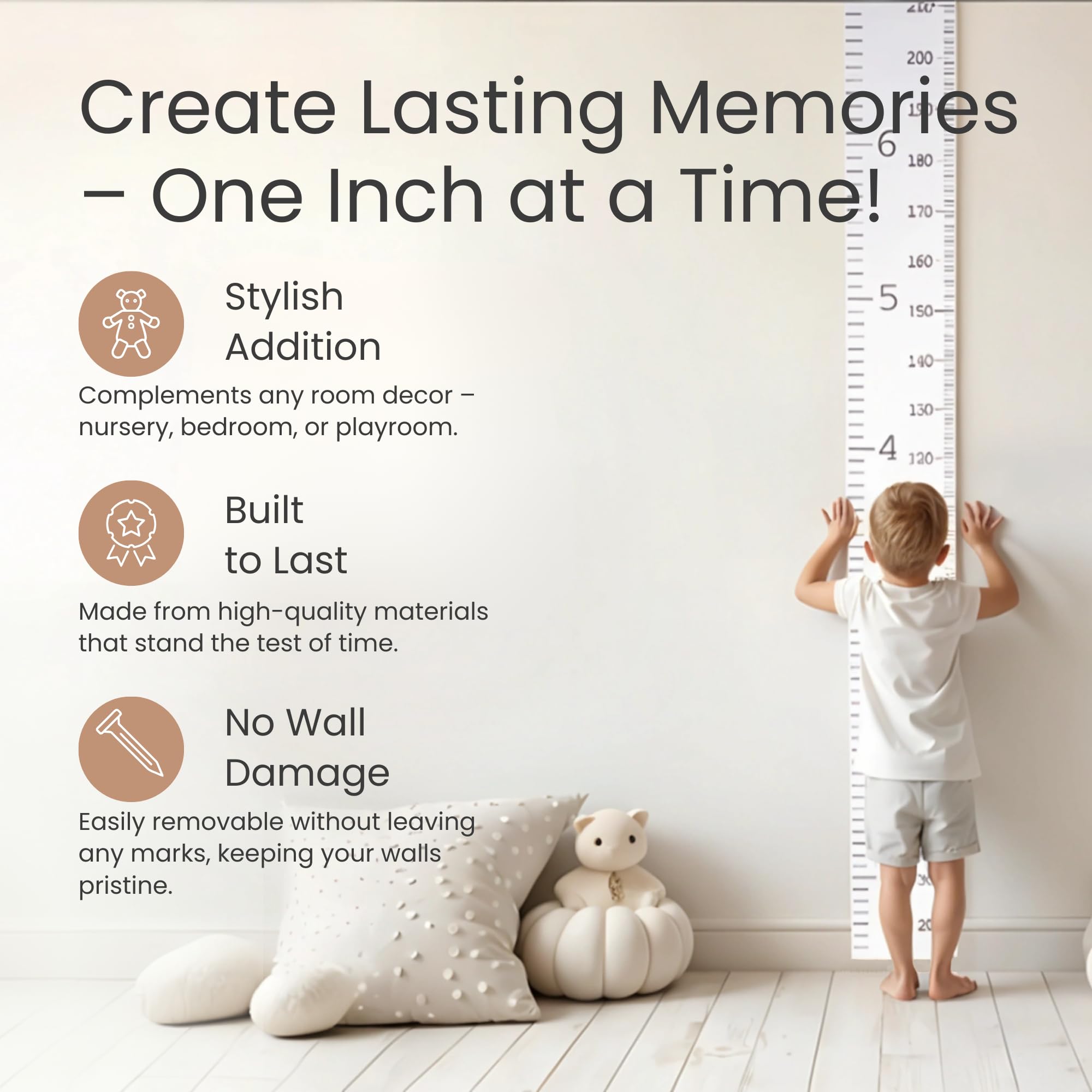 Soundly Made Growth Chart waterproof-canvas endures daily use in playrooms and nurseries