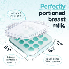 Souper Cubes MyMilk tray stacked demonstrates space-saving freezer storage.