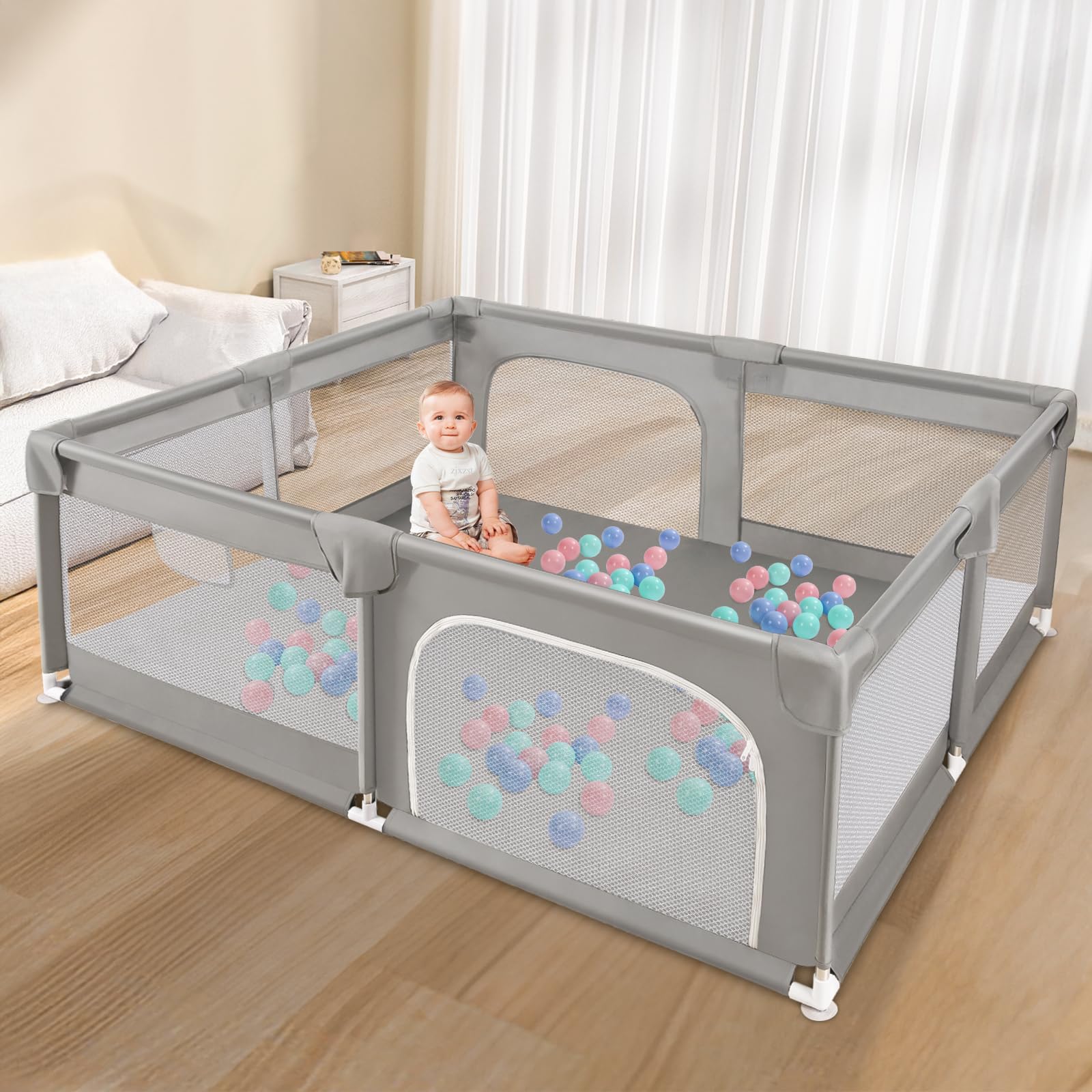Sour Lemon baby playpen assembled setup illustrating quick, tool-free installation