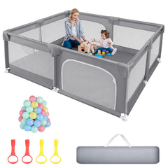 Sour Lemon baby playpen large front view shows expansive space for safe exploration