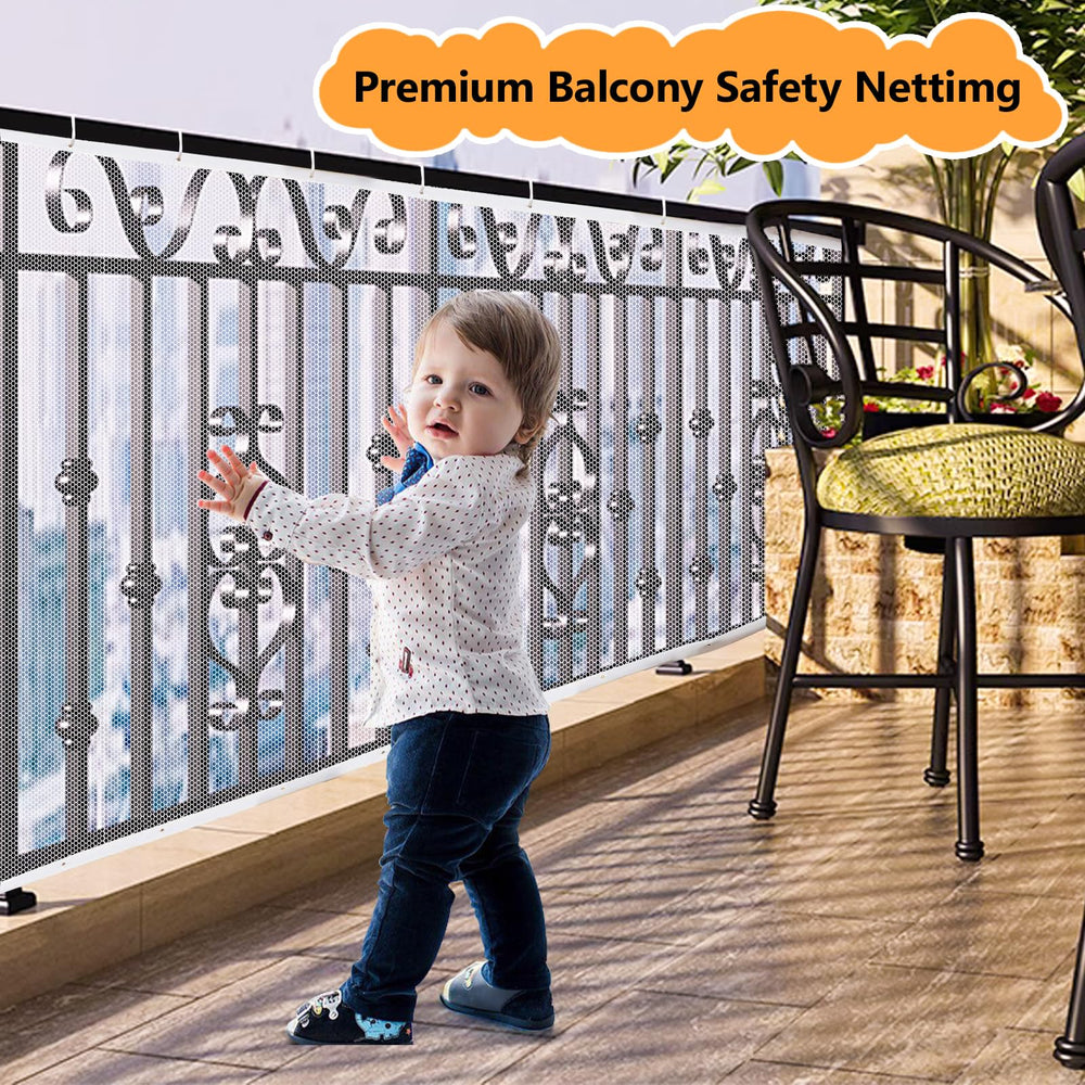 South to East outdoor-indoor use netting demonstrates durable, weather-ready barrier for balconies.