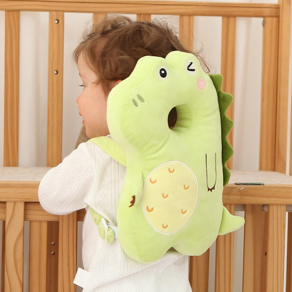 SOZOON baby head protector backpack with dinosaur design protects head while learning to walk.