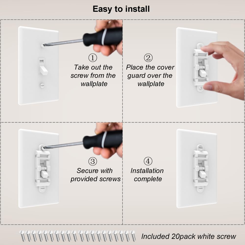 SOZULAMP guard securing bathroom fan switch highlights kid-safe room control.