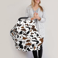 Sozzjile brown cow print nursing cover offers versatile privacy and comfort for feeding.