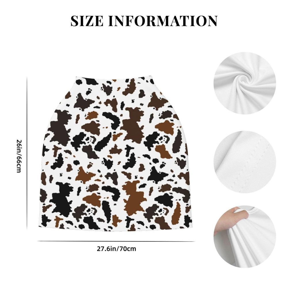 Sozzjile brown cow print shopping cart cover creates a clean, soft barrier.