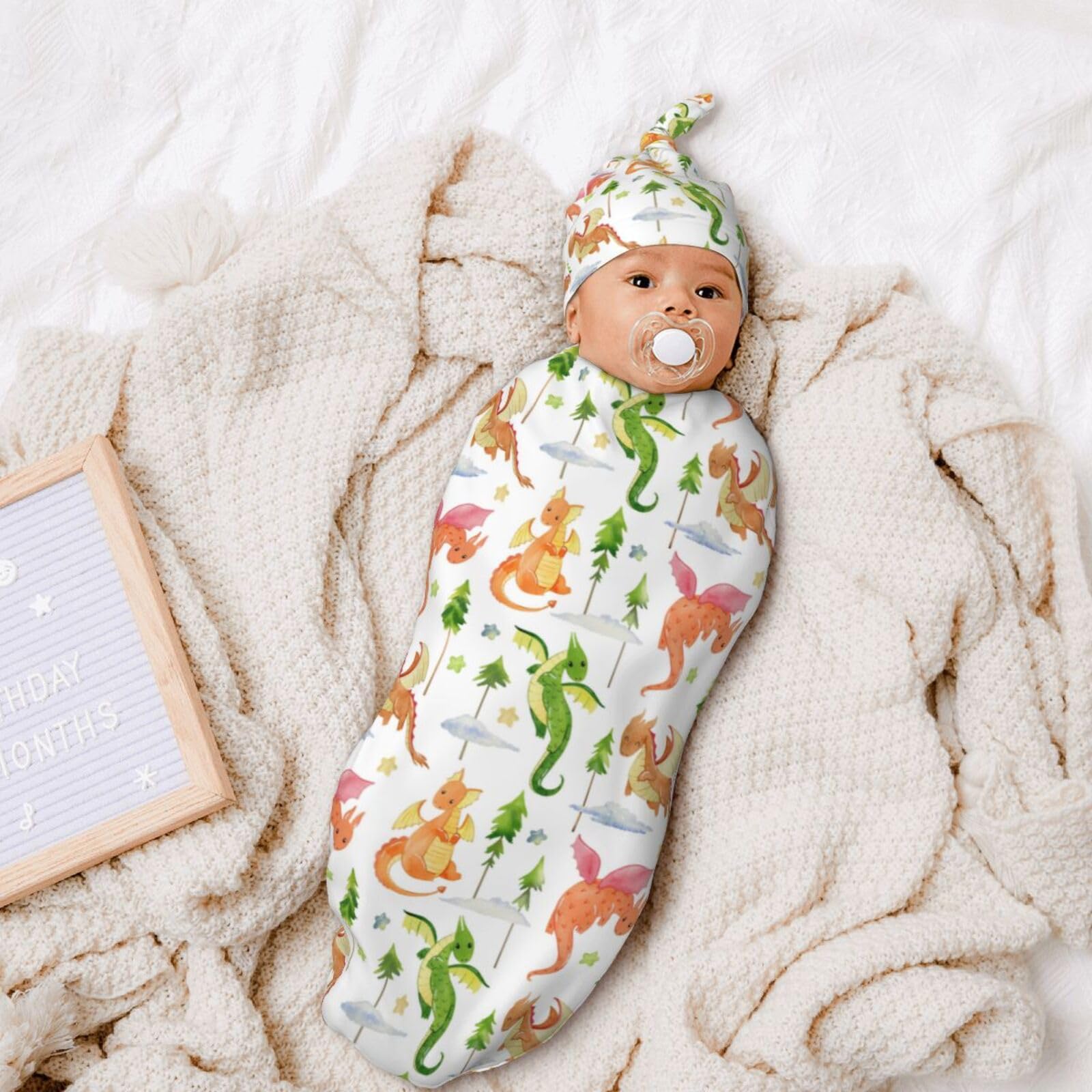 Sozzjile dragon-swaddle-sack: snug wrap promotes secure, cozy swaddling without fasteners.