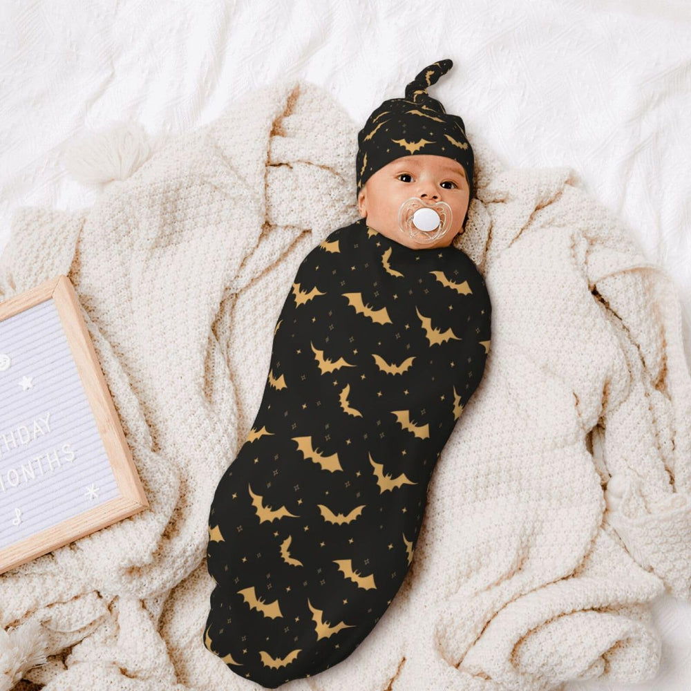 Sozzjile Halloween Bat Swaddle Hat with adjustable knot for a secure fit.