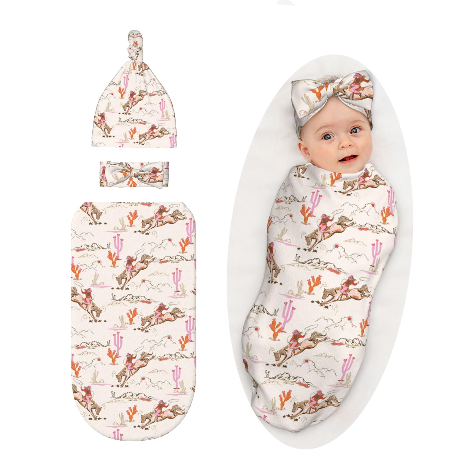 Sozzjile western baby swaddle blanket shows cozy warmth for newborn comfort