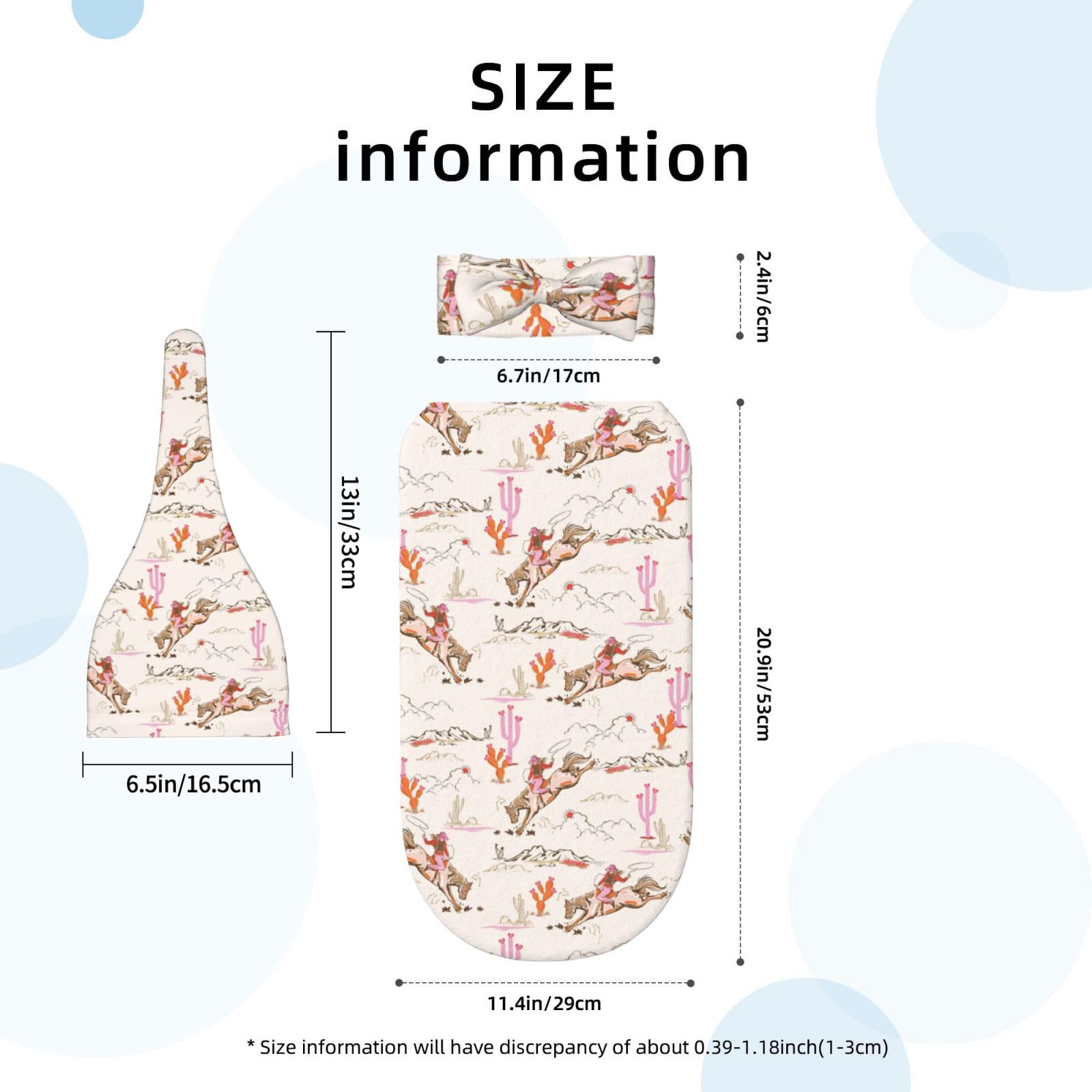 Sozzjile western swaddle blanket in use helps calm fussiness with snug swaddle