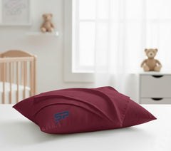SP Cotton toddler pillowcase 2-pack burgundy front view shows silky soft fabric.
